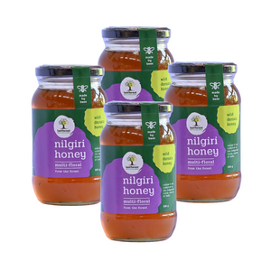 Raw, Unprocessed Wild Honey from the forest - Nilgiri Honey (500g, Pack of 4)