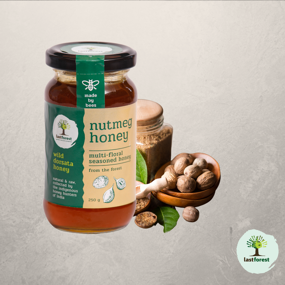 Raw, Unprocessed Wild Natural Honey with Natural Extracts - Nutmeg and Saffron Honey Combo