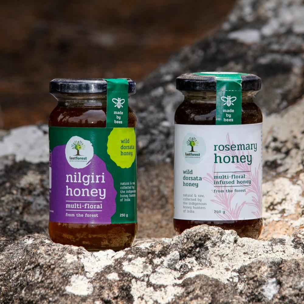 Raw, Unprocessed Wild Natural Honey with Homegrown Herbs- Rosemary & Nilgiri Honey Combo