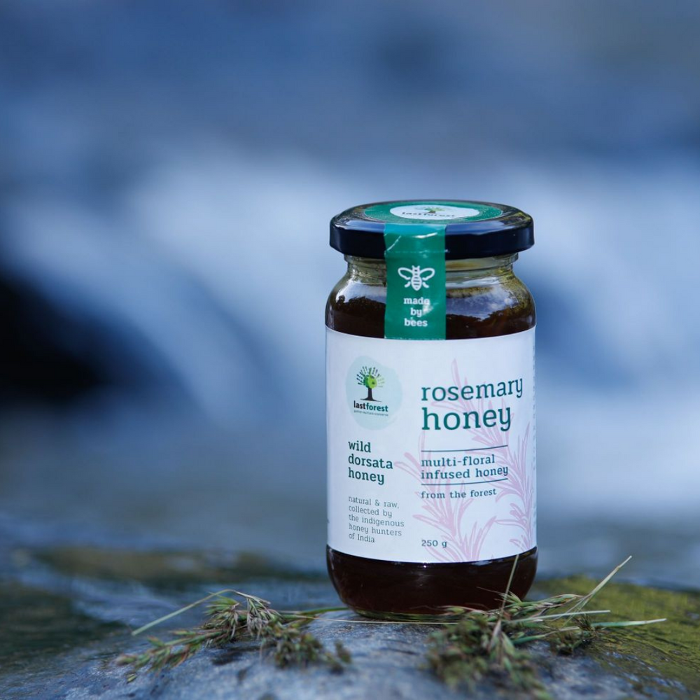 Raw, Unprocessed Wild Natural Honey with Homegrown Herbs - Rosemary Infused Honey