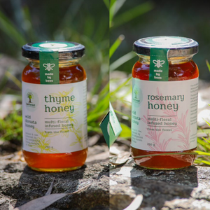 Raw, Unprocessed Wild Natural Honey with Homegrown Herbs Infused Honey Combo - Rosemary & Thyme