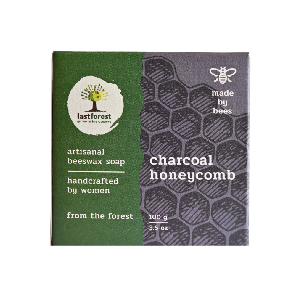 Artisanal Handmade 'Honeycomb' Beeswax Soap - Charcoal